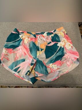 XL Old Navy Floral Print Women's Athletic Shorts - Pink & Teal